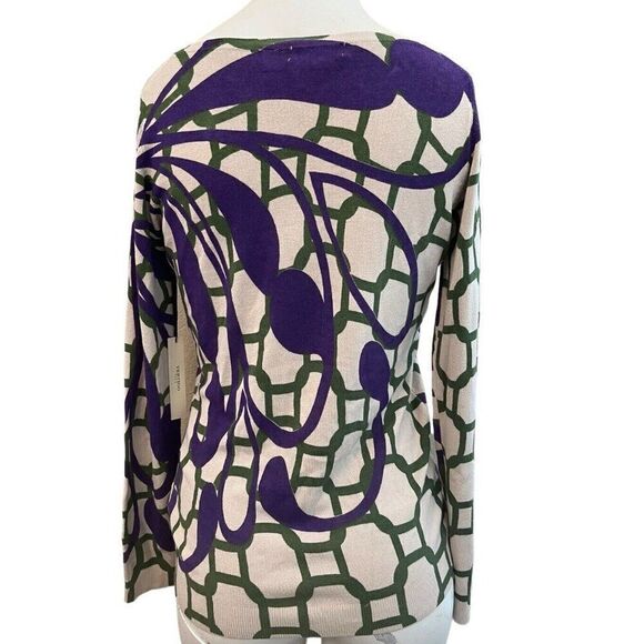 Vertigo Paris Womens Small Button Cardigan Sweater Grape Geometric NWT $160 - Picture 2 of 6